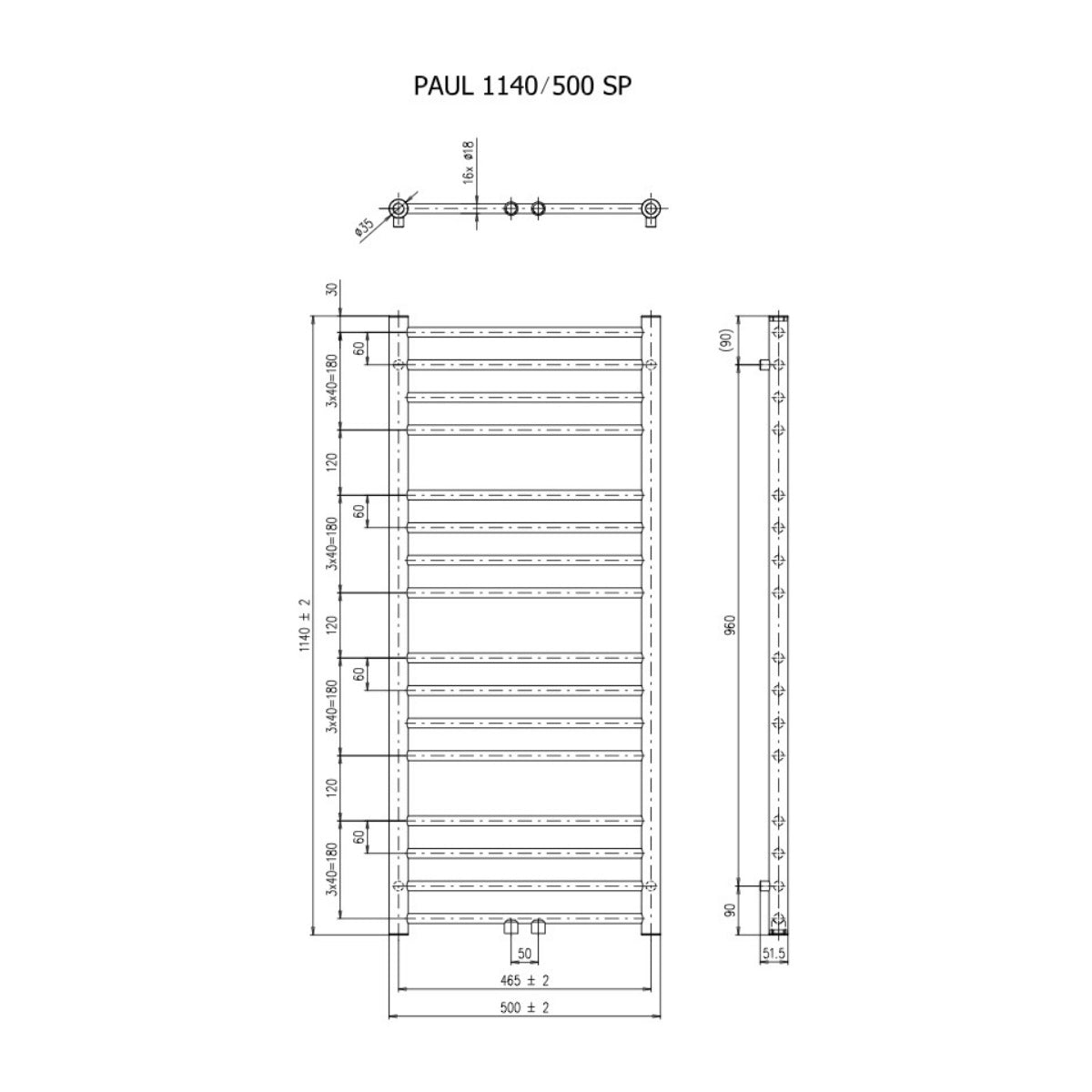 SATRAPA1140500S SAT Paul 50 cm x 114 cm kopalniški radiator univerzalni