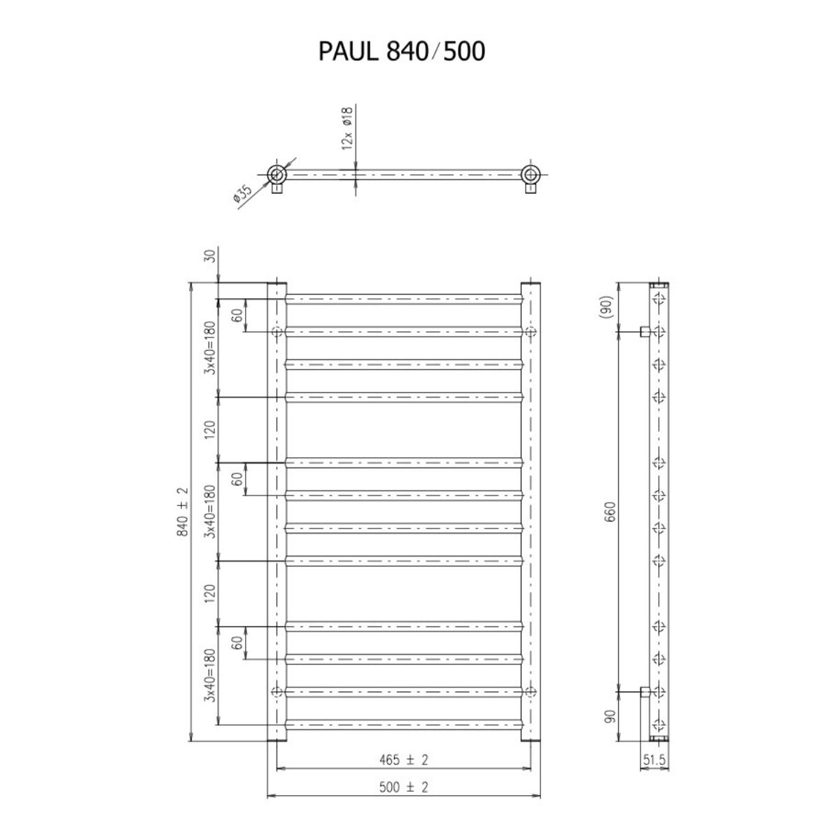 SATRAPA840500BL SAT Paul 50 cm x 84 cm kopalniški radiator univerzalni