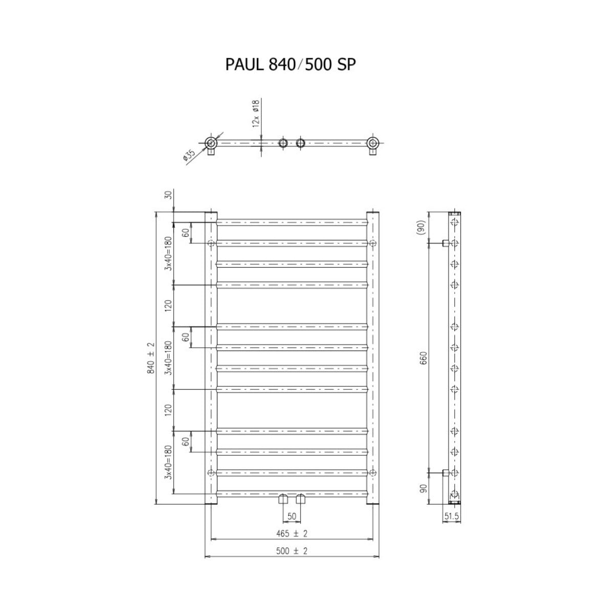 SATRAPA840500SBL SAT Paul 50 cm x 84 cm kopalniški radiator univerzalni