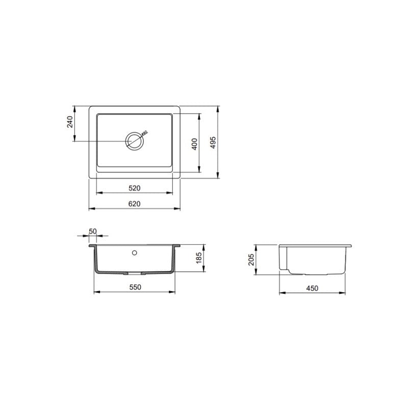 SATSINK6249 SAT Infinitio 62 x 49,5 cm keramično pomivalno korito