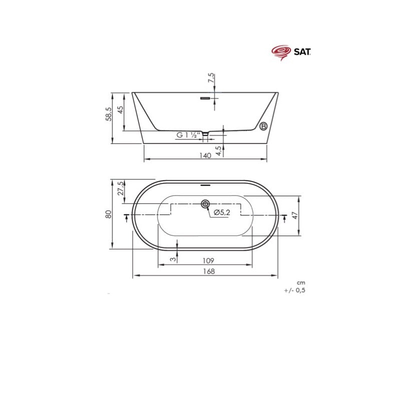 SATVMOOD1700 SAT Evolution prostostoječa kopalna kad iz akrila