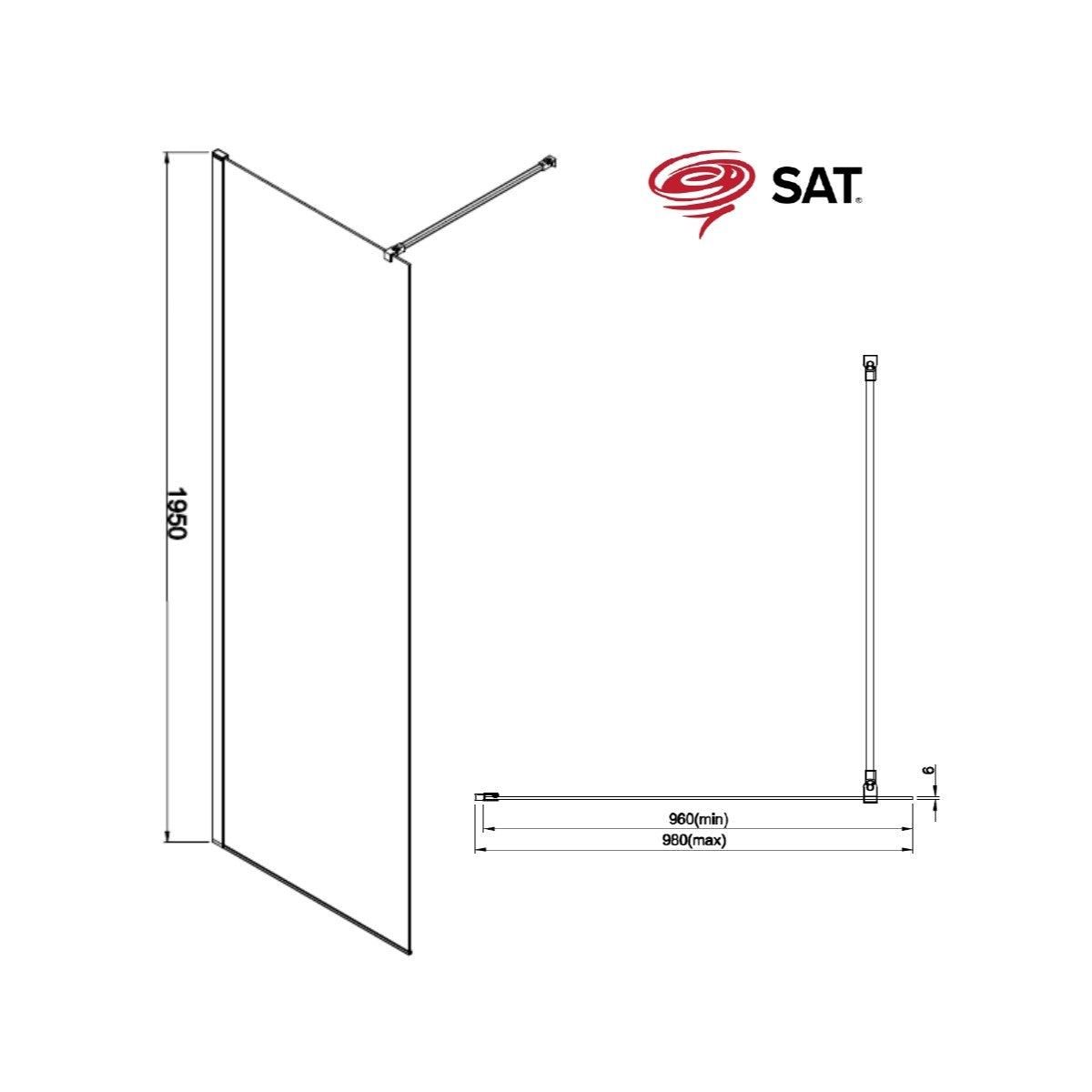 SATWIPRO100 SAT Project Walk-in 100 cm tuš stena