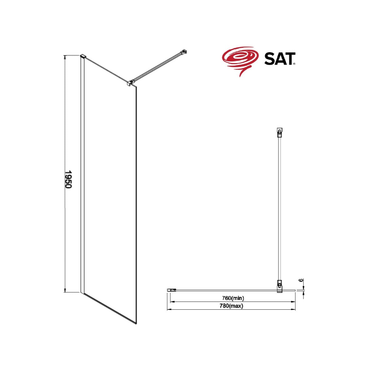 SATWIPRO80C SAT Project Walk-in 80 cm tuš stena