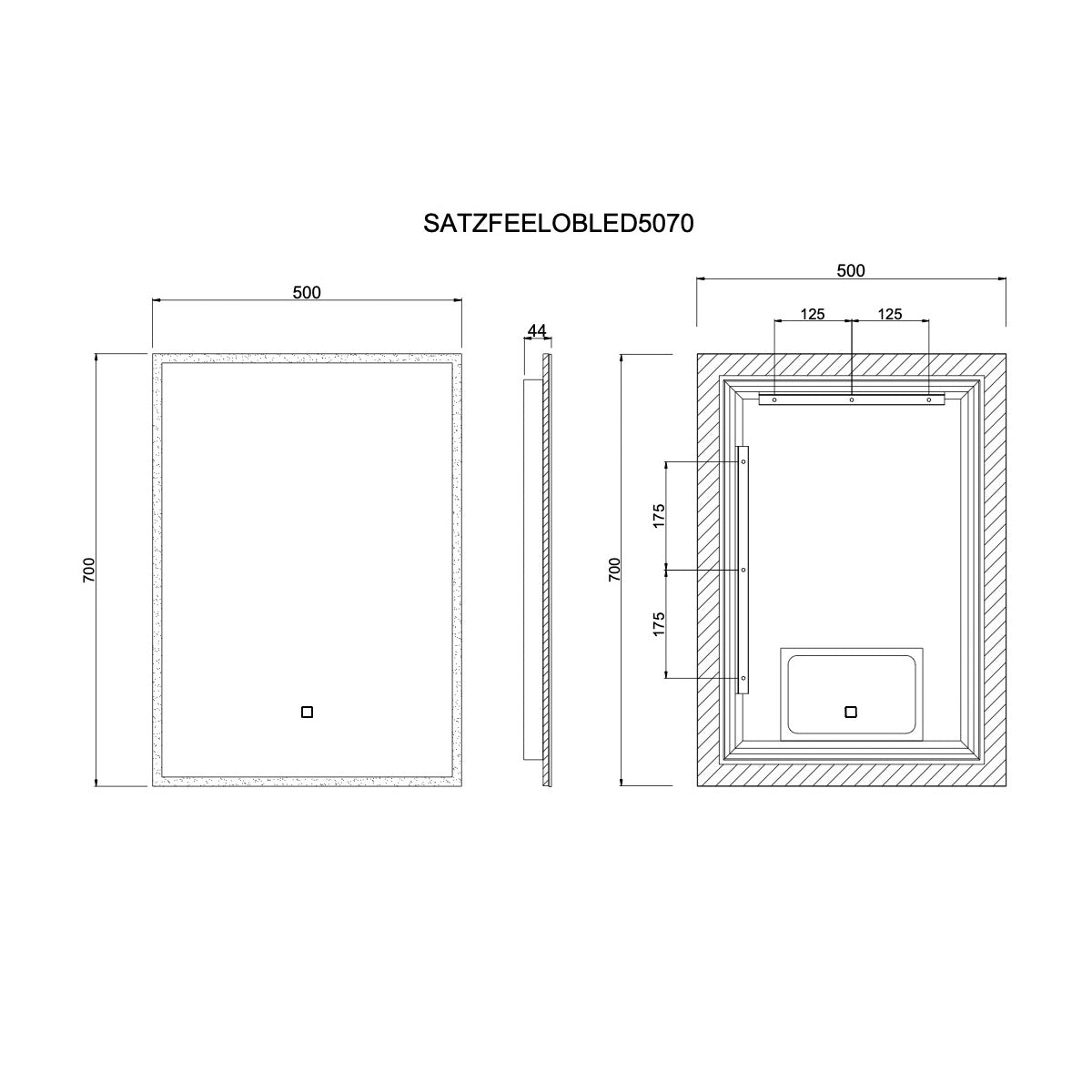 SATZFEELOBLED5070 SAT Feel 50 x 70 cm kopalnisko ogledalo z led osvetlitvijo
