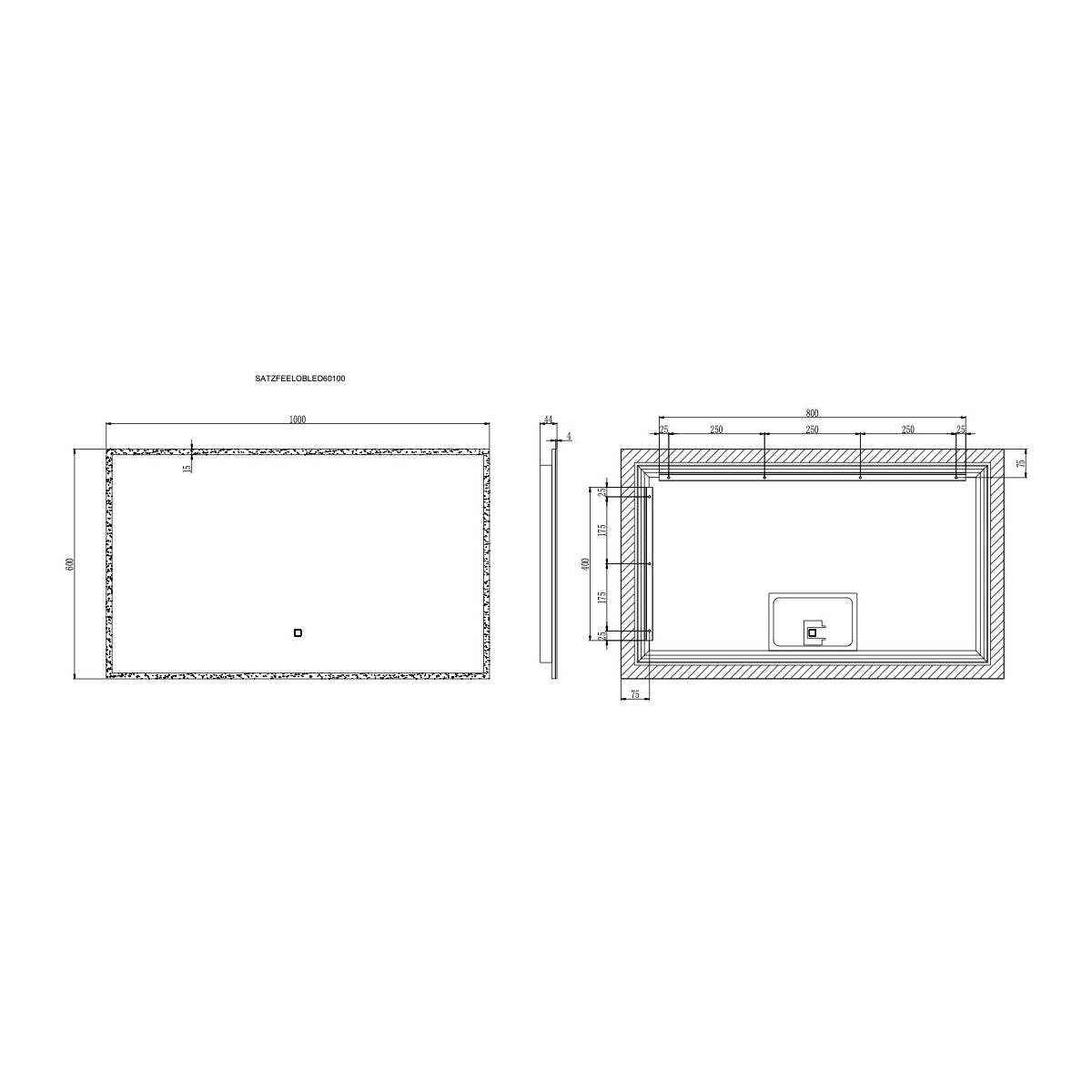 SATZFEELOBLED60100 SAT Feel 60 x 100 cm kopalnisko ogledalo z led osvetlitvijo