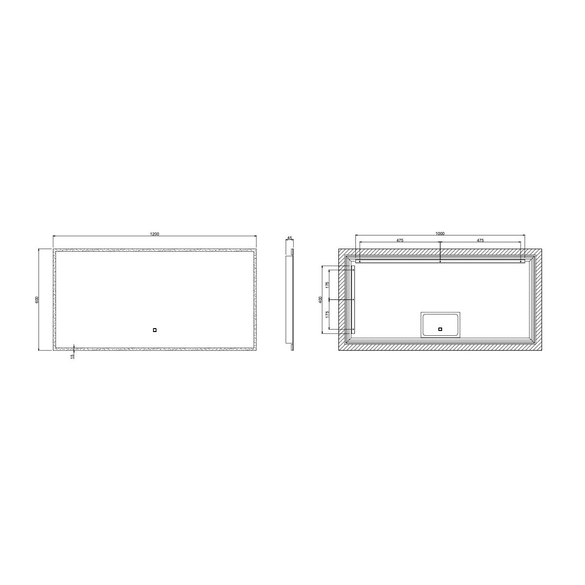 SATZFEELOBLED60120 SAT Feel 60 x 120 cm kopalnisko ogledalo z led osvetlitvijo