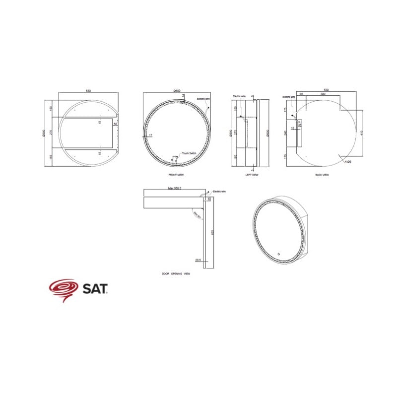 SATZGALED60CE SAT 60 x 60 cm okrogla omarica z ogledalom in LED osvetlitvijo