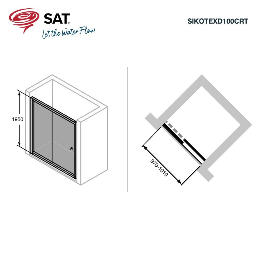 SIKOTEXD100CRT SAT TEX 100 cm drsna tuš vrata