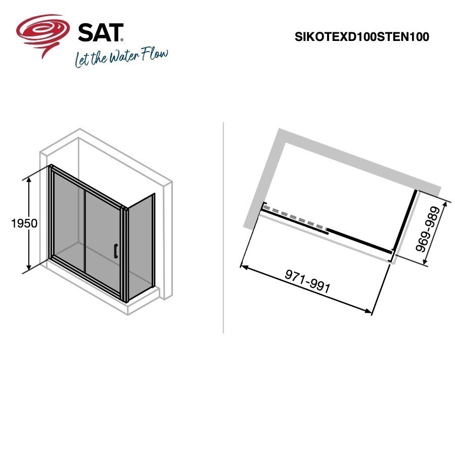SIKOTEXD100STEN100 SAT TEX 100 x 100 kvadratna tuš kabina