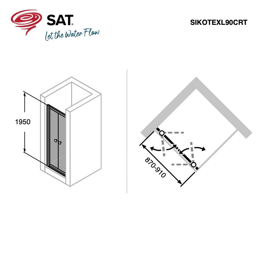 SIKOTEXL90CRT SAT TEX 90 cm tuš vrata