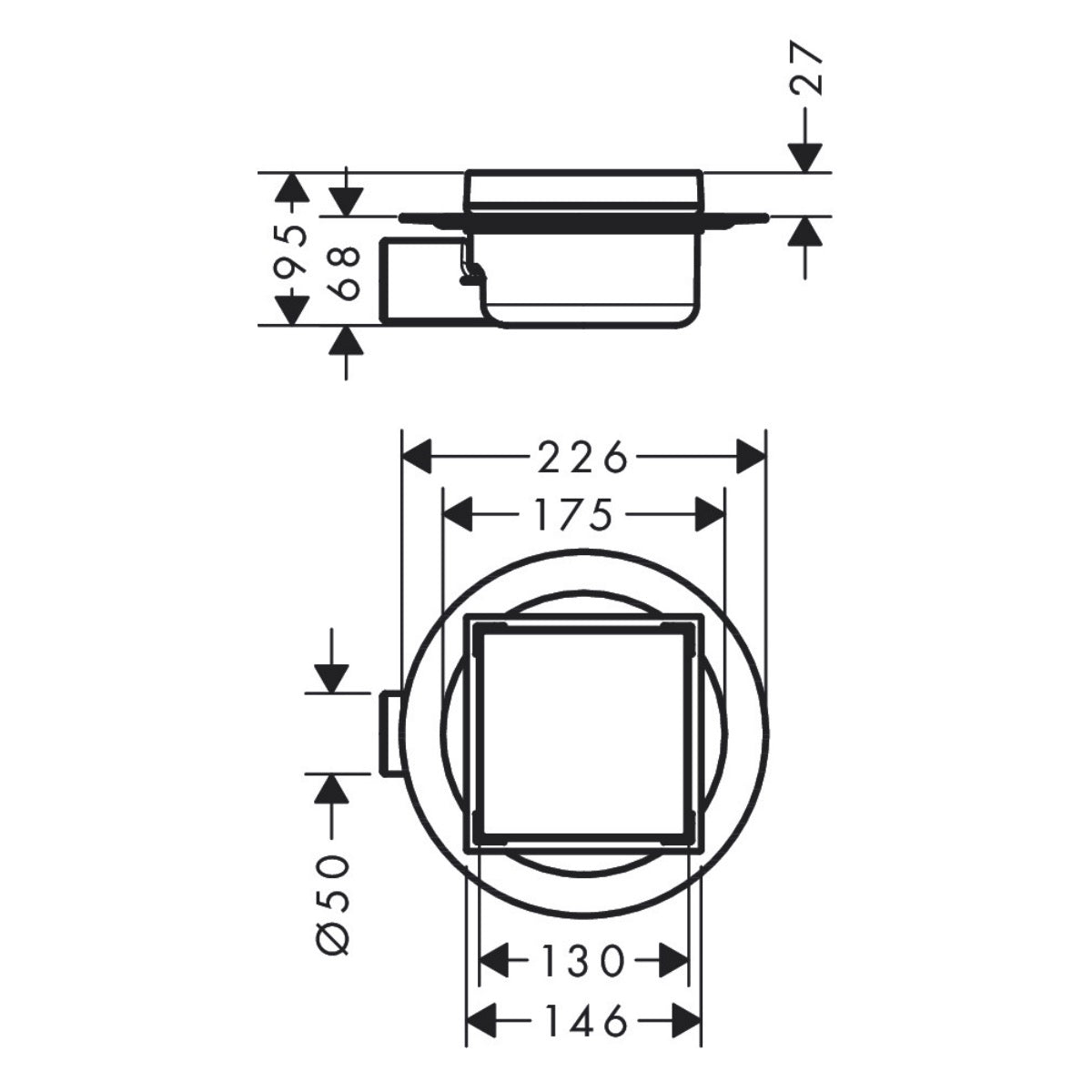 56112800 Hansgrohe RainDrain Spot 150 x 150 mm talni sifon