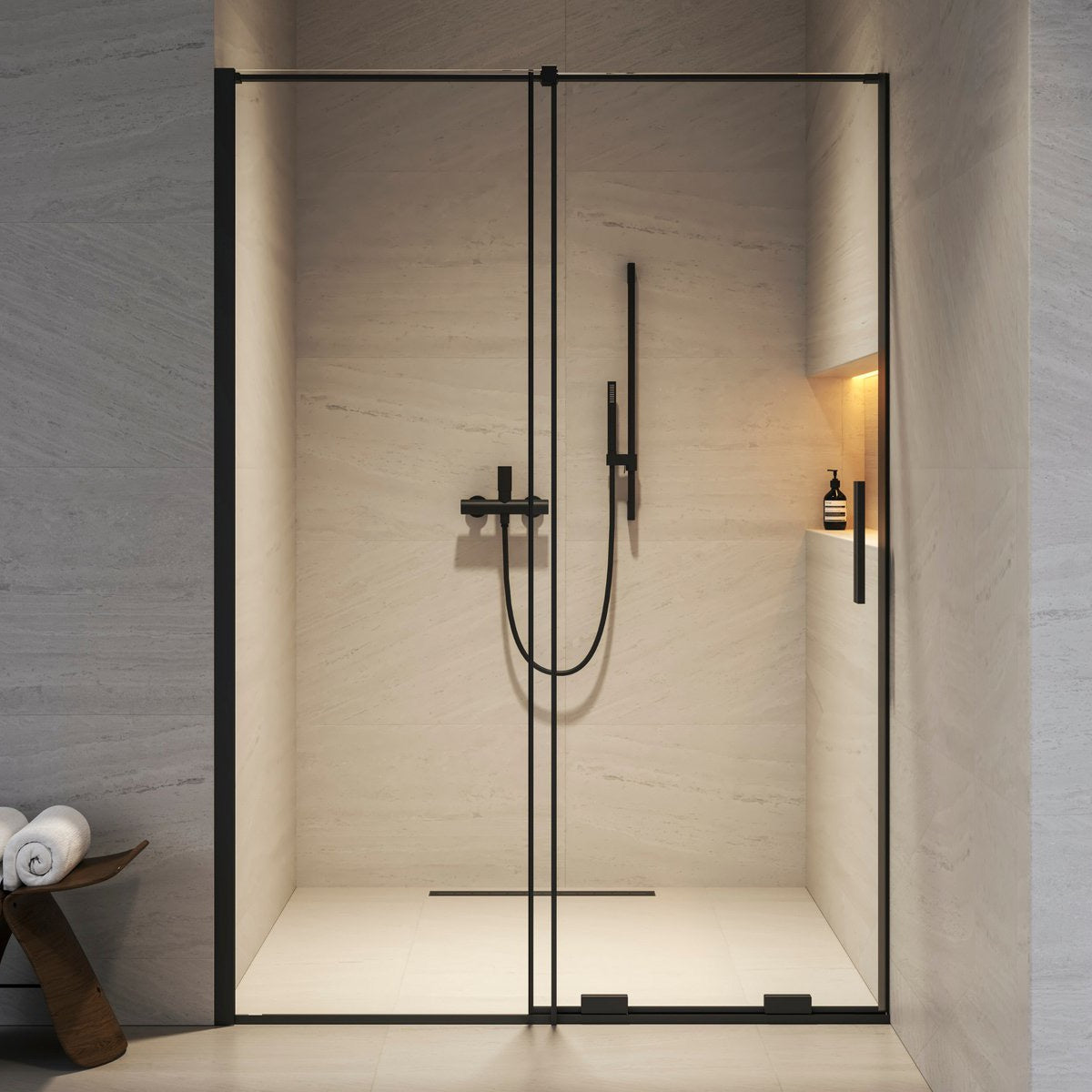 X08VM0300Z1 Ravak Roll RODP2 140 drsna tuš vrata črna