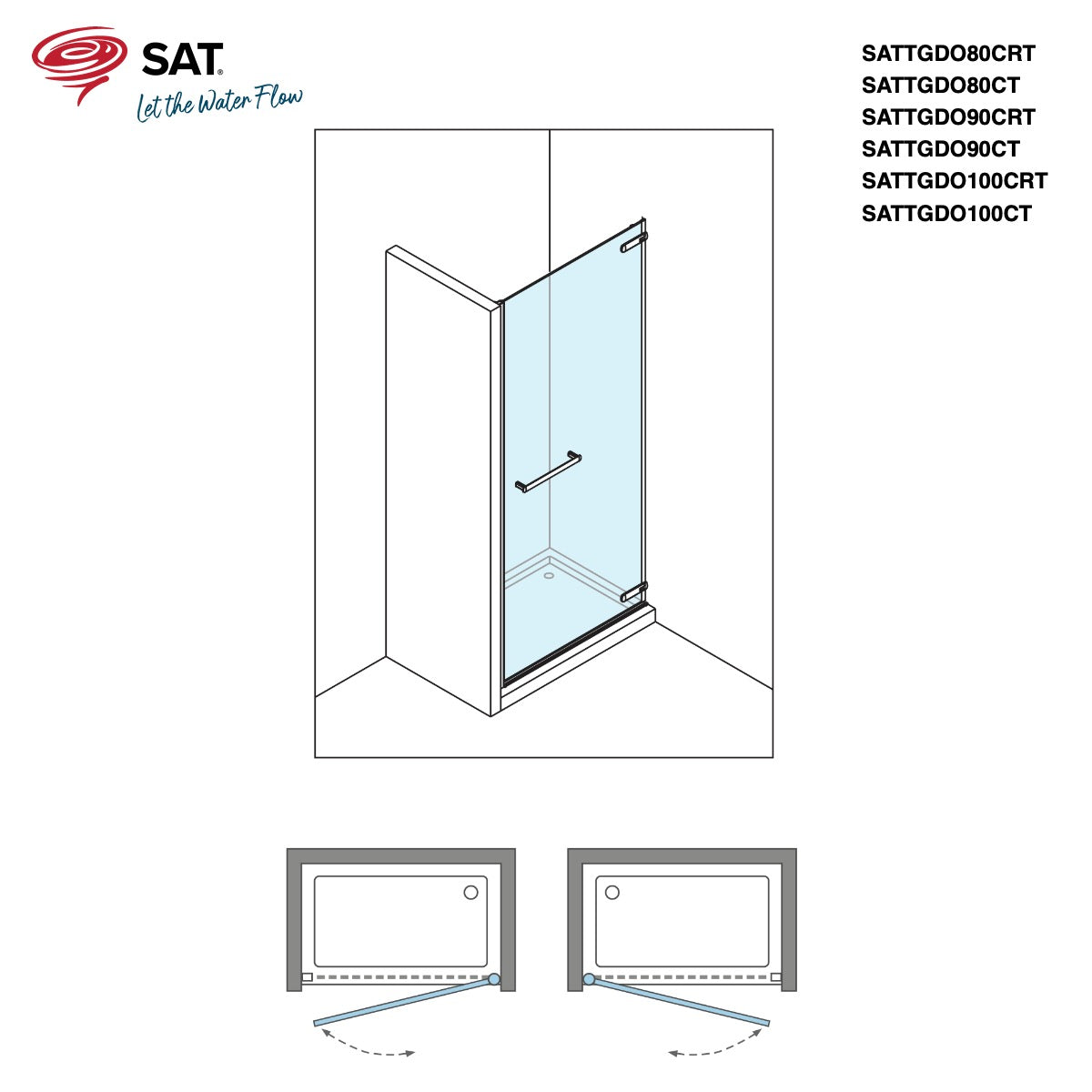 SATTGDO80CRT SAT TGD NEW 80 cm tuš vrata brez okvirja