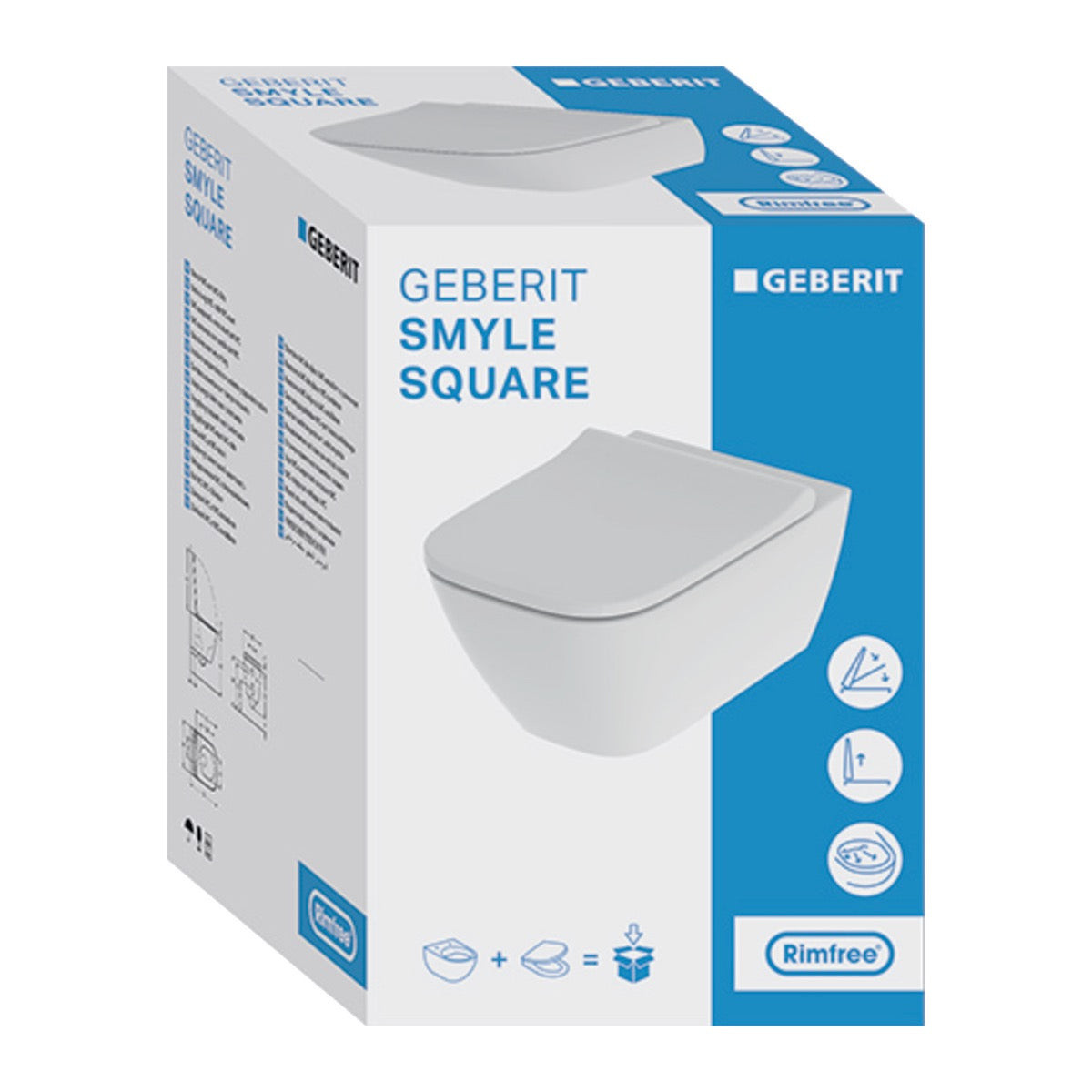 KOGEGESSD50W Geberit Smyle Square WC školjka s podometnim splakovalnikom Geberit Duofix 458.103.00.1 Delta50