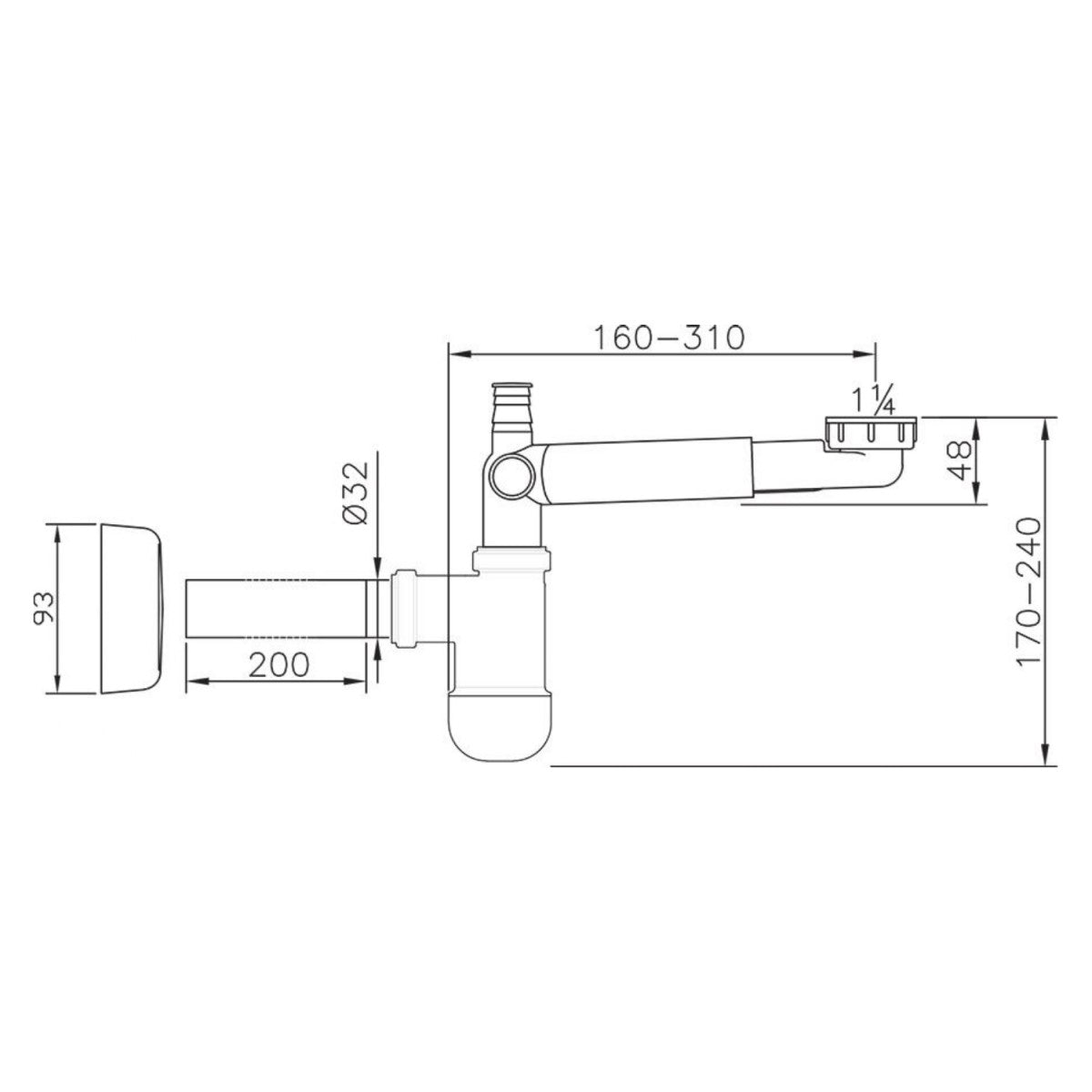 X01612 Ravak sifon za umivalnik z omarico spodnji del