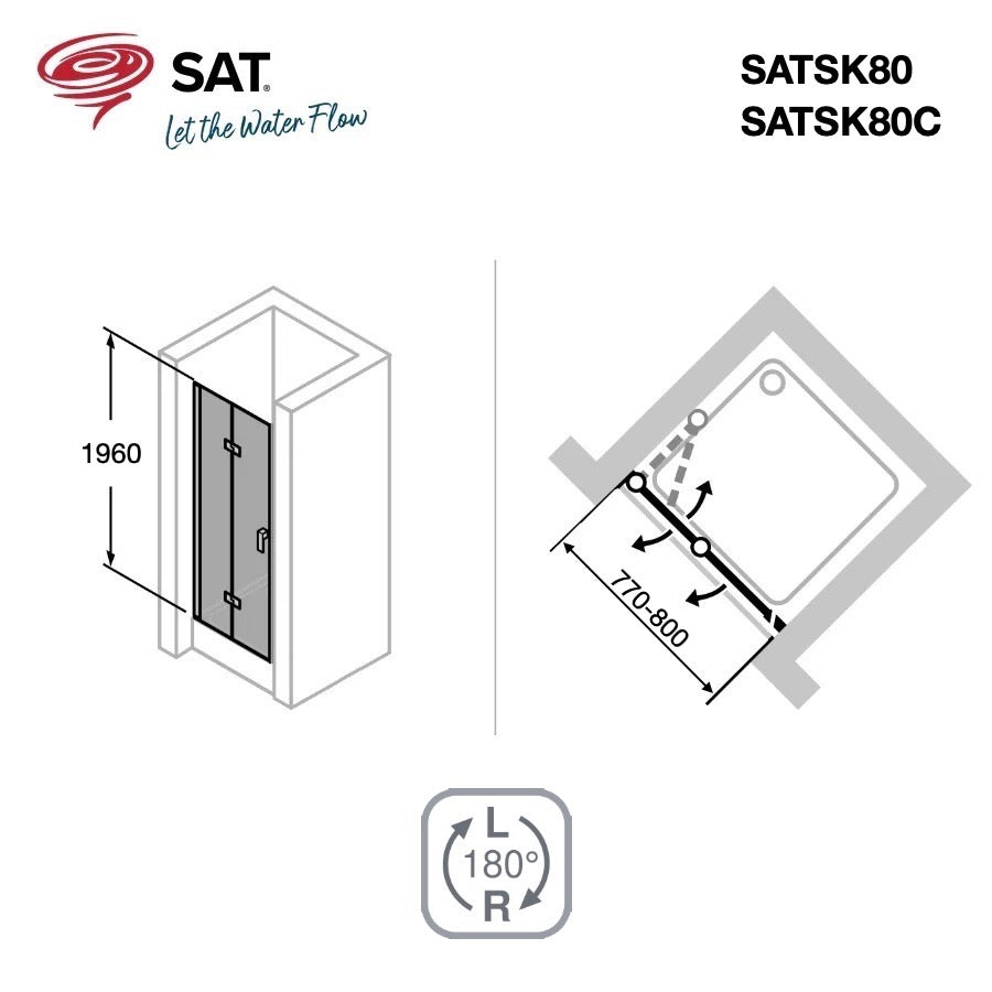 SATSK80 SAT SK 80 cm zložljiva tuš vrata