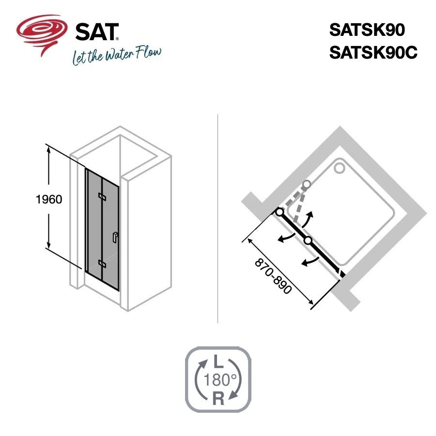 SATSK90 SAT SK 90 cm zložljiva tuš vrata