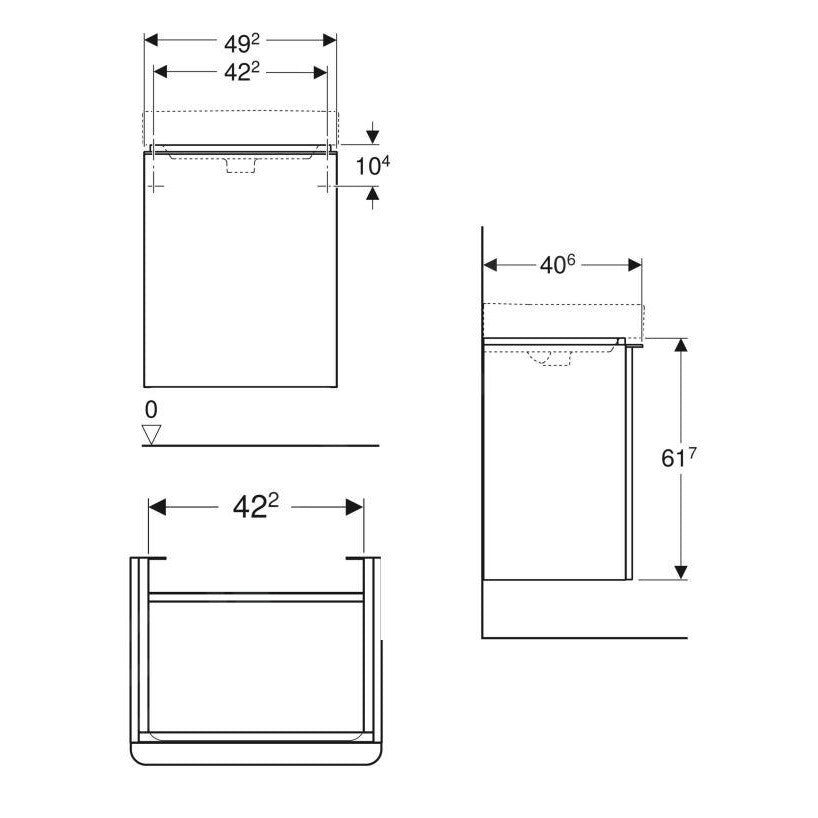 500.363.JL.1 Geberit Smyle Square 49 x 40 cm desna izvedba omarica za umivalnik