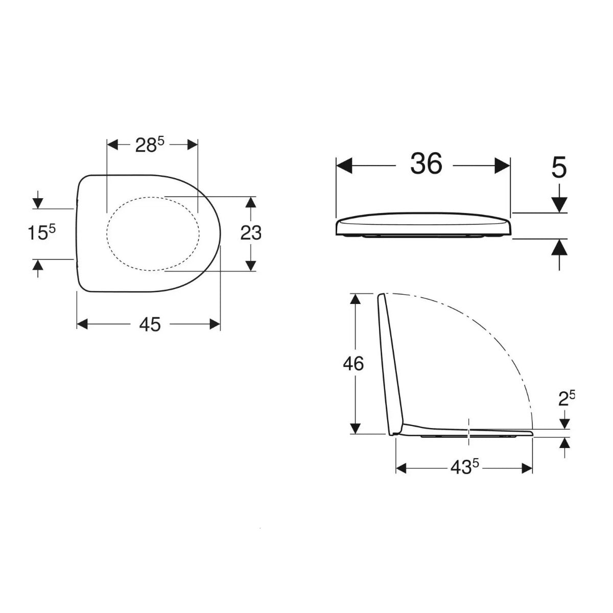 500.335.01.1 Geberit Selnova WC deska – Soft Close, Quick Release