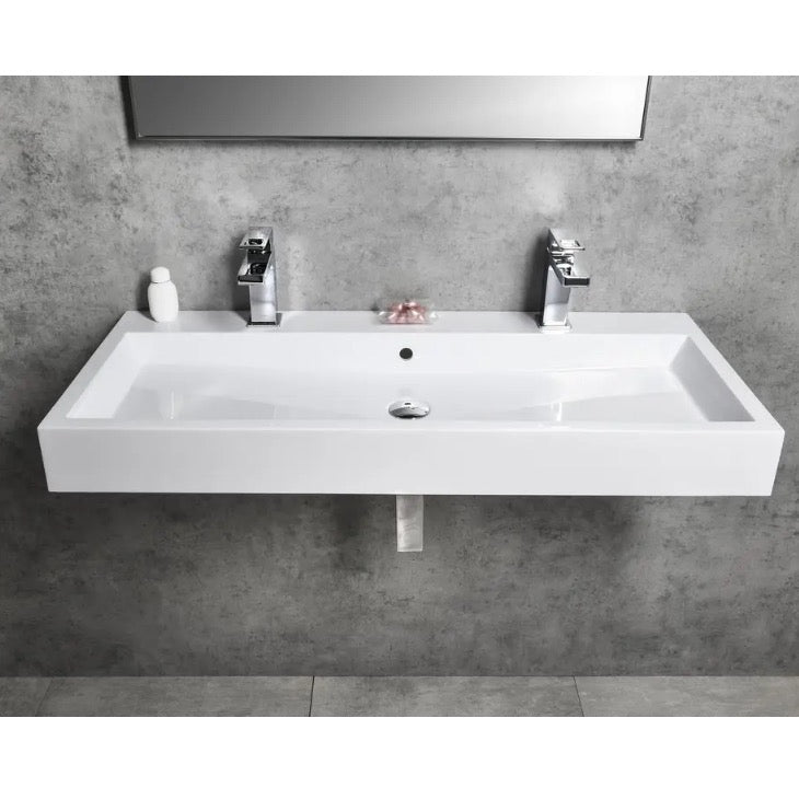 OR101 Sapho Orinoko 100 x 42 cm dvojni umivalnik iz litega marmorja z 2 odprtinama