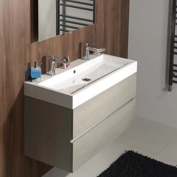 OR101 Sapho Orinoko 100 x 42 cm dvojni umivalnik iz litega marmorja z 2 odprtinama