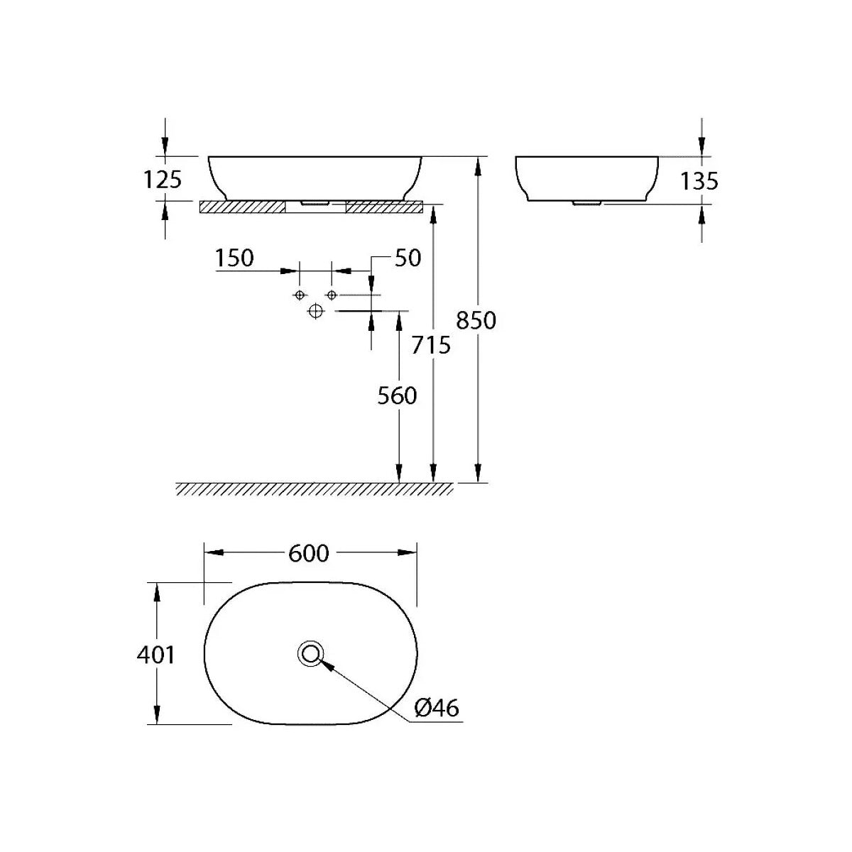 103563SH00 Grohe Essence 60 x 40 cm ovalni nadpultni umivalnik
