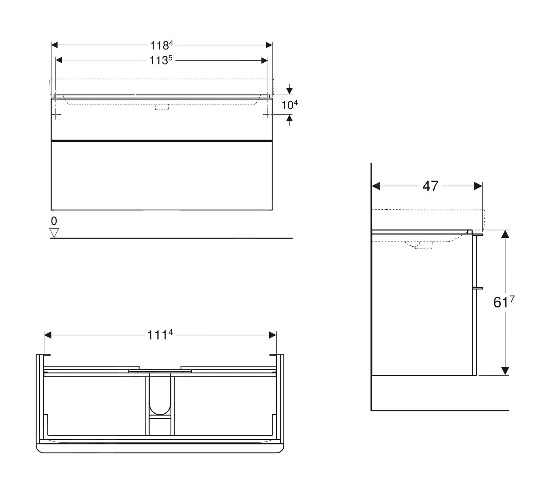 500.355.JL.1 Geberit Smyle Square 118 x 47 cm omarica za umivalnik