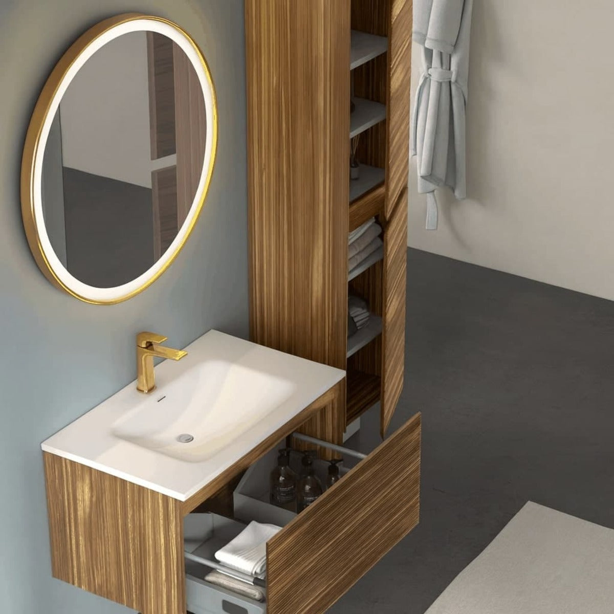 ELSA80EBU2 Naturel Elsa 80 x 46 cm umivalnik z omarico