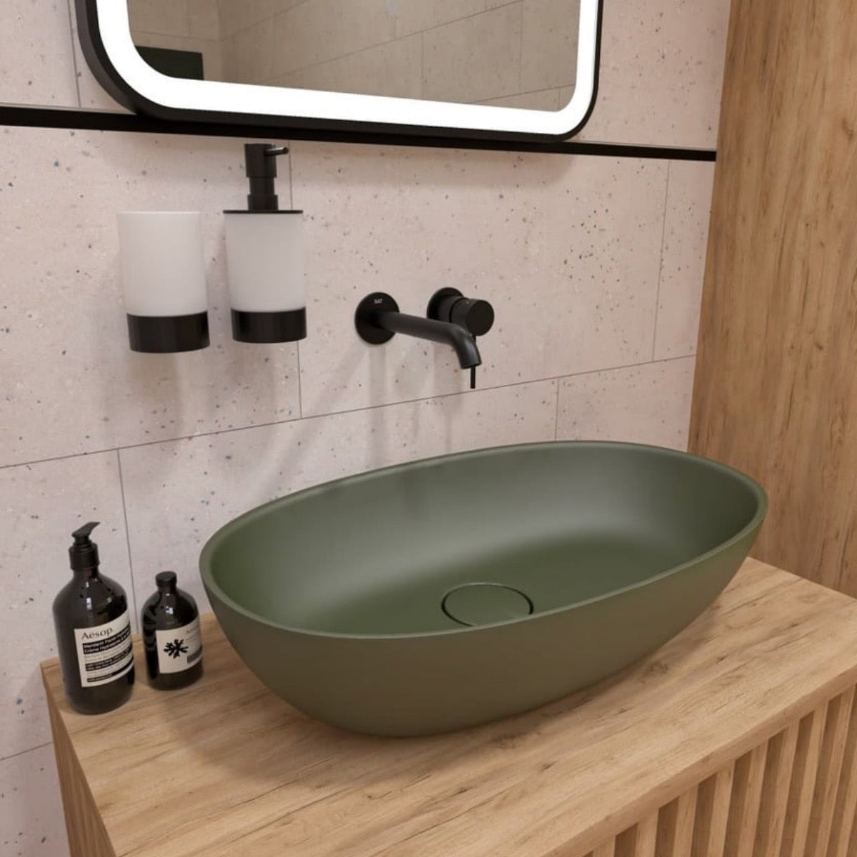 SATAU6036G SAT Aula 60 x 36 cm nadpultni umivalnik iz litega marmorja