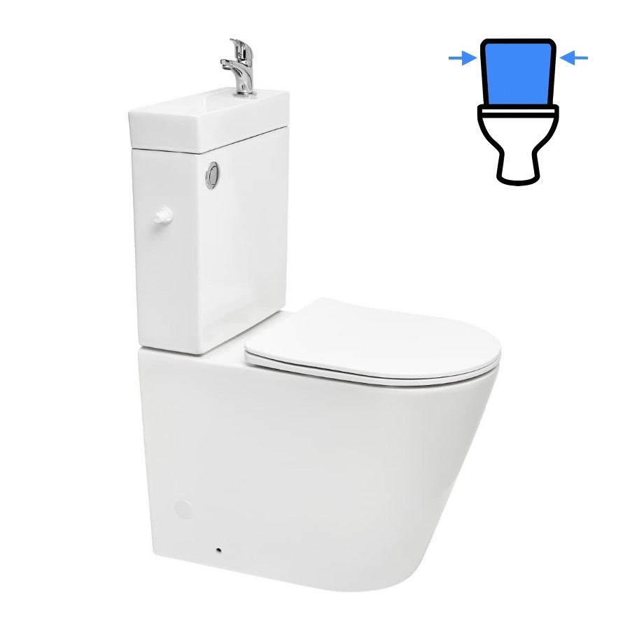SATBRE34 SAT Brevis talna WC školjka monoblok z integriranim umivalnikom in WC desko s počasnim zapiranjem