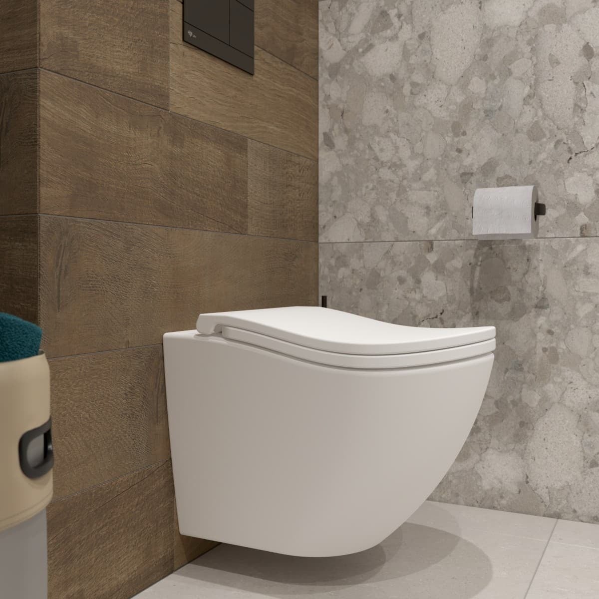 SATERG1 SAT Ergo viseča brezrobna WC školjka z WC desko s počasnim zapiranjem