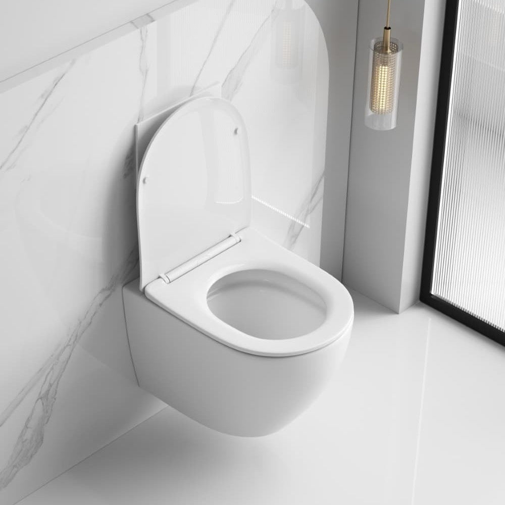 SATERG3 SAT Ergo viseča brezrobna WC školjka z WC desko s počasnim zapiranjem povišana