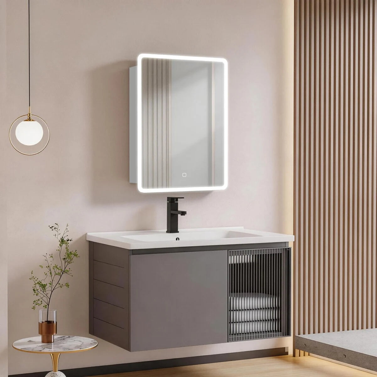 SATZGALED5071AL SAT 50 x 71 cm omarica z ogledalom in LED osvetlitvijo