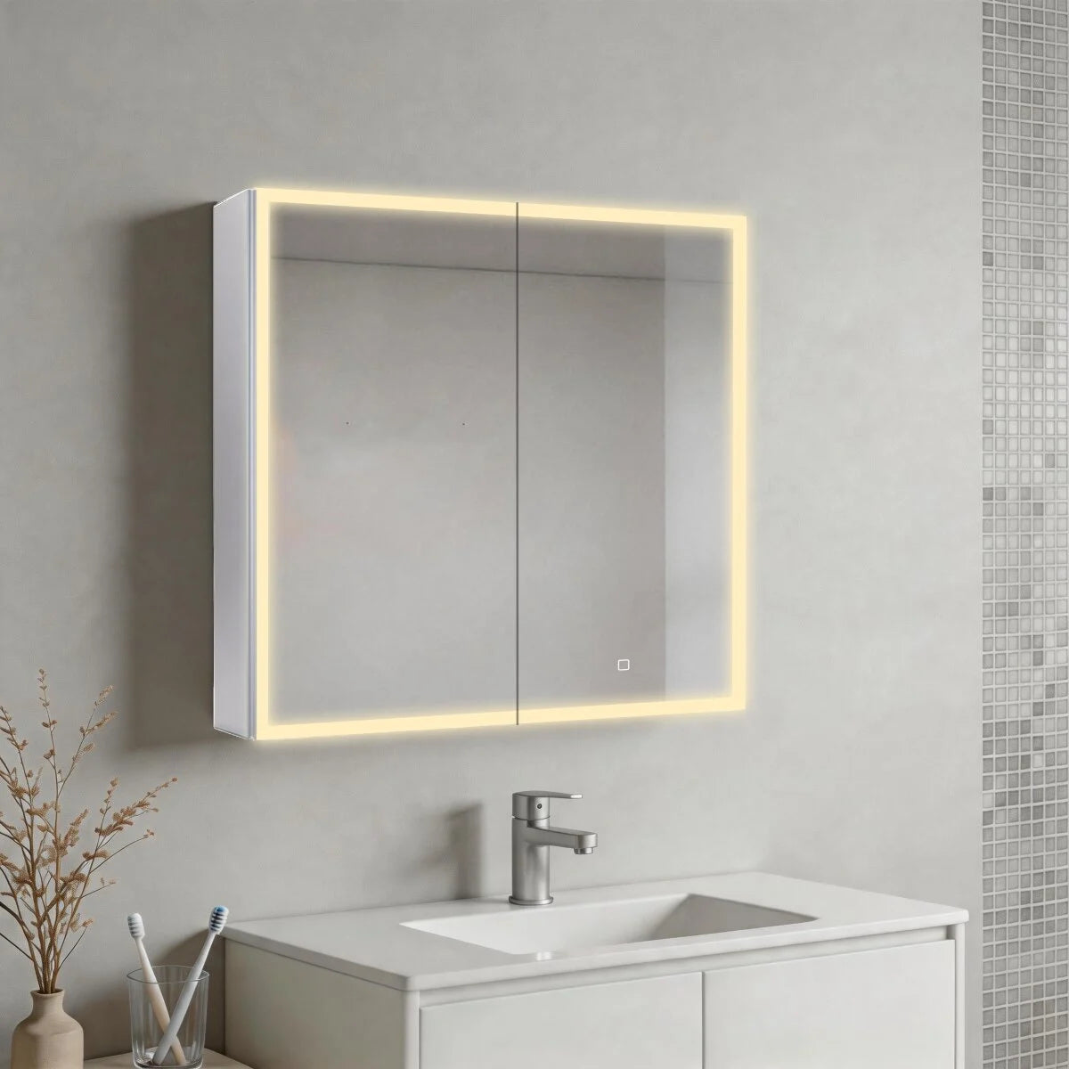 SATZGALED6060AL SAT 60 x 60 cm omarica z ogledalom in LED osvetlitvijo