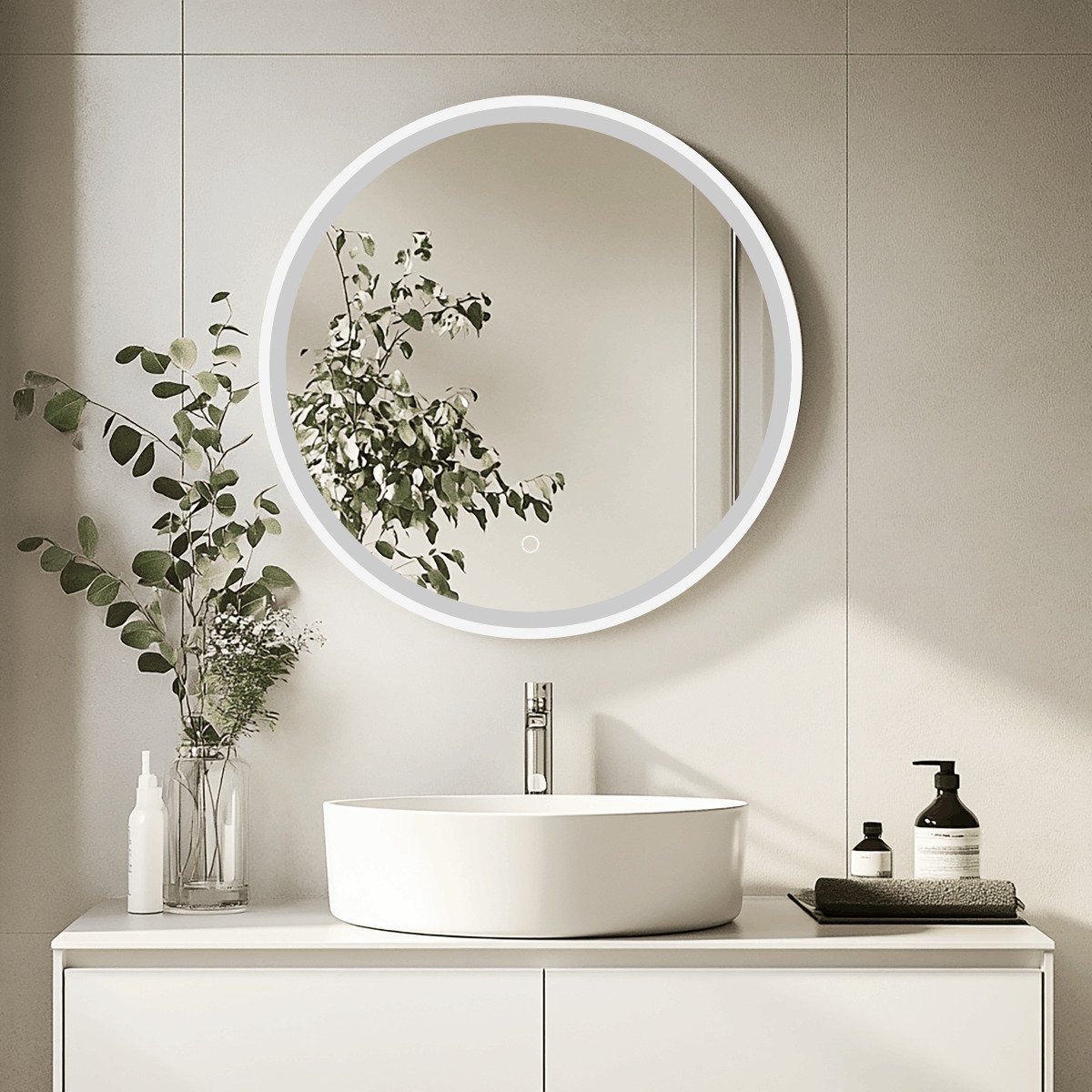 SATZGALED60BI SAT 60 x 60 cm okrogla omarica z ogledalom in LED osvetlitvijo