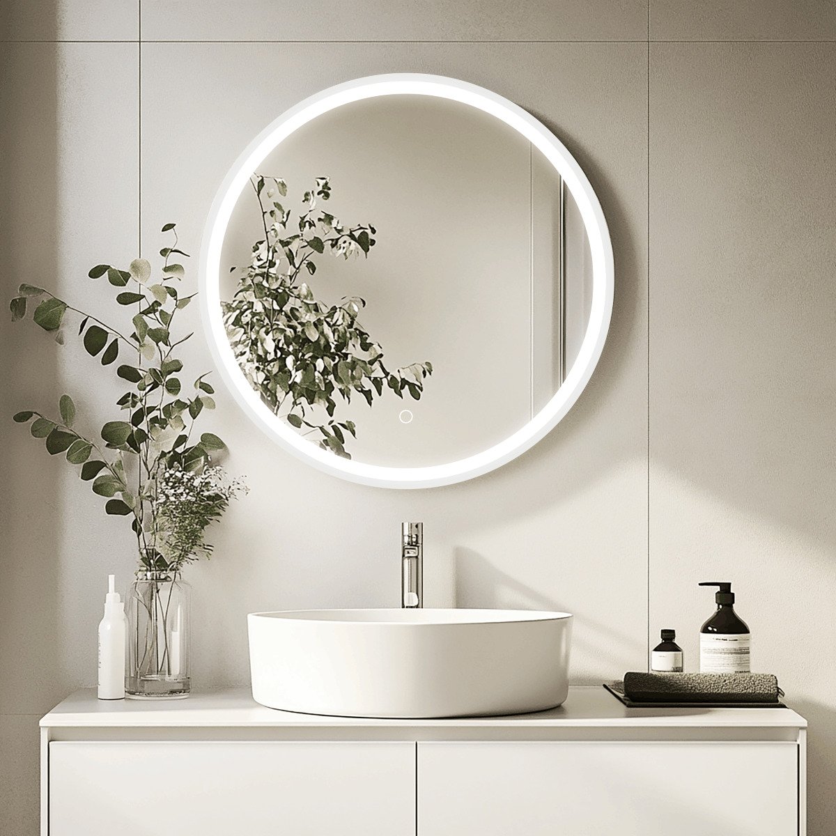 SATZGALED60BI SAT 60 x 60 cm okrogla omarica z ogledalom in LED osvetlitvijo