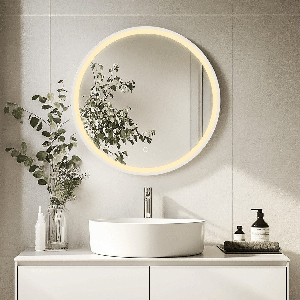 SATZGALED60BI SAT 60 x 60 cm okrogla omarica z ogledalom in LED osvetlitvijo