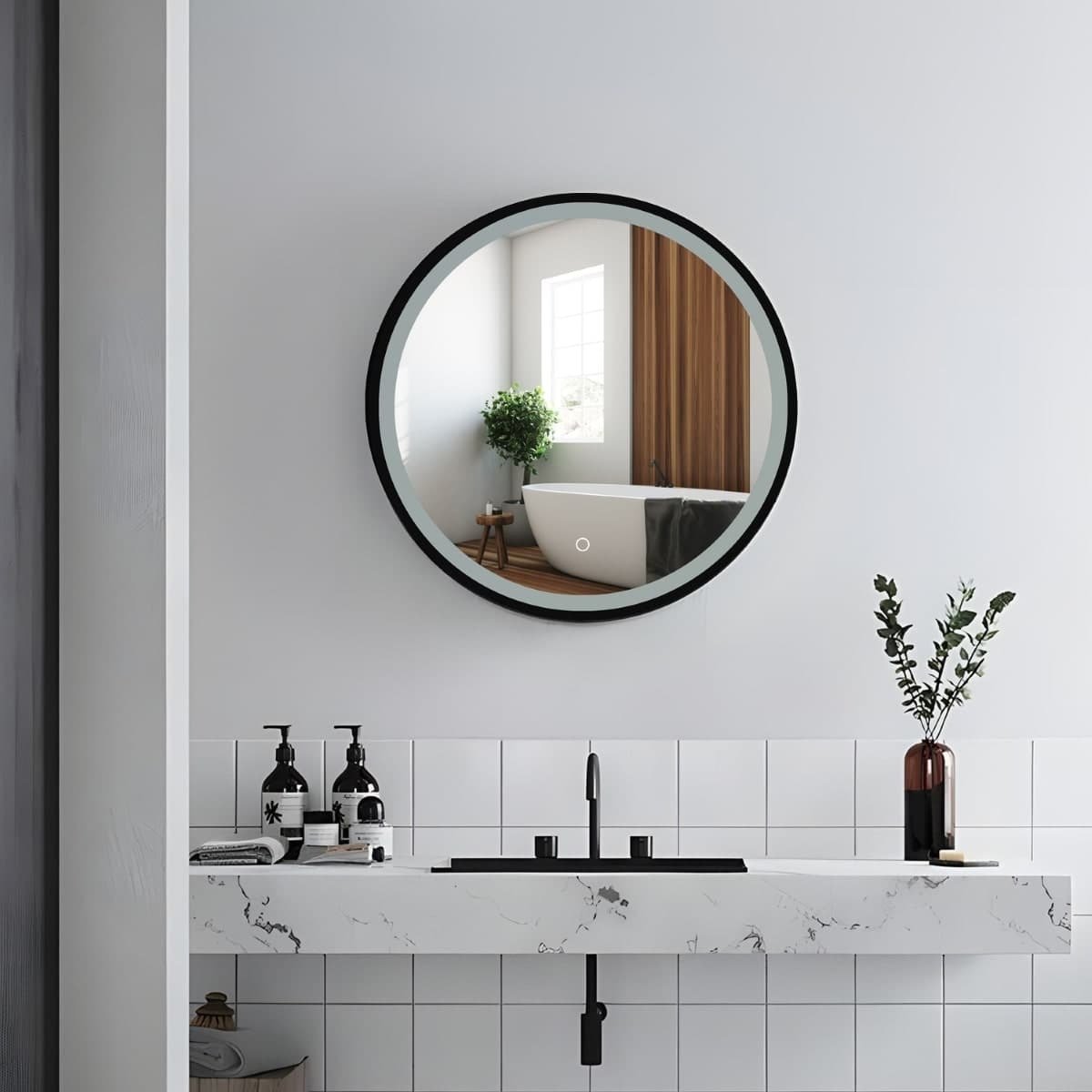 SATZGALED60CE SAT 60 x 60 cm okrogla omarica z ogledalom in LED osvetlitvijo