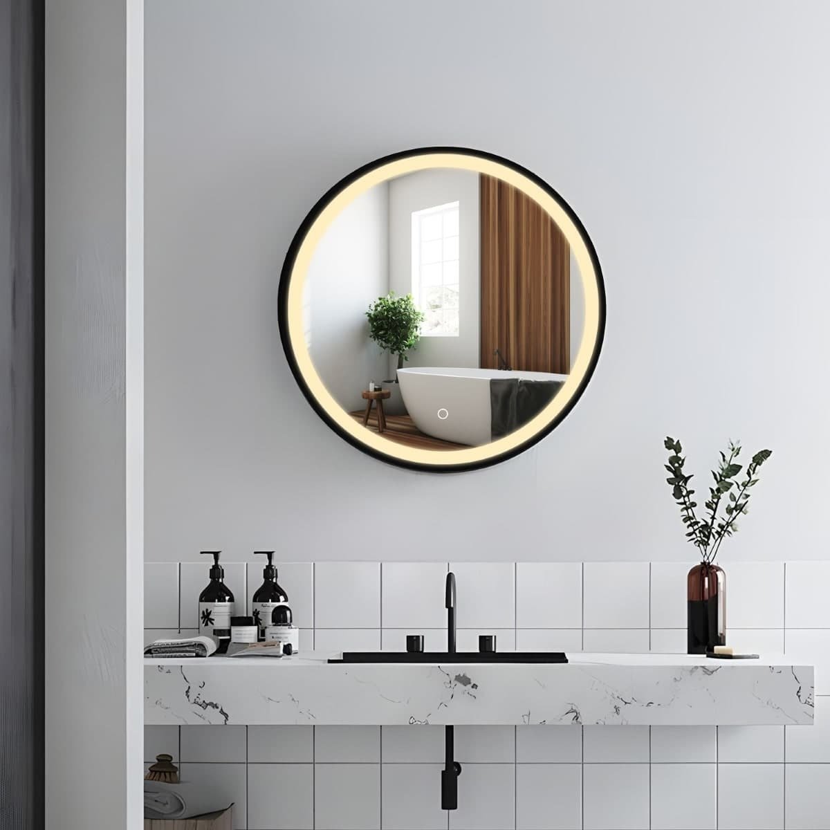 SATZGALED60CE SAT 60 x 60 cm okrogla omarica z ogledalom in LED osvetlitvijo