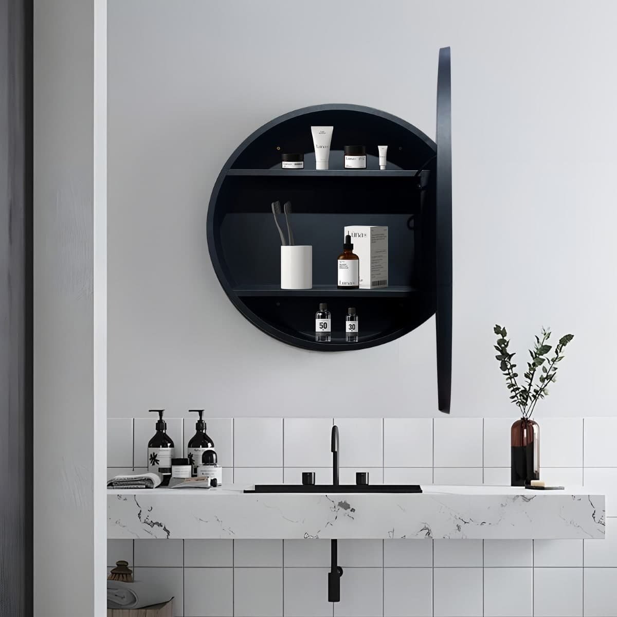 SATZGALED60CE SAT 60 x 60 cm okrogla omarica z ogledalom in LED osvetlitvijo