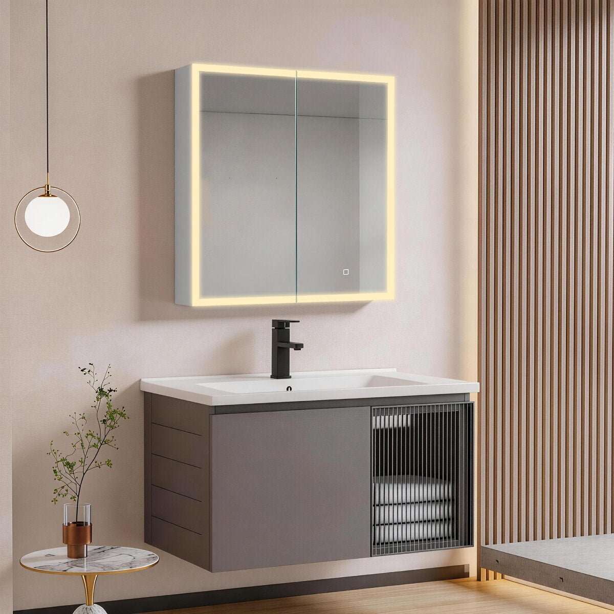 SATZGALED6570AL SAT 65 x 70 cm omarica z ogledalom in LED osvetlitvijo
