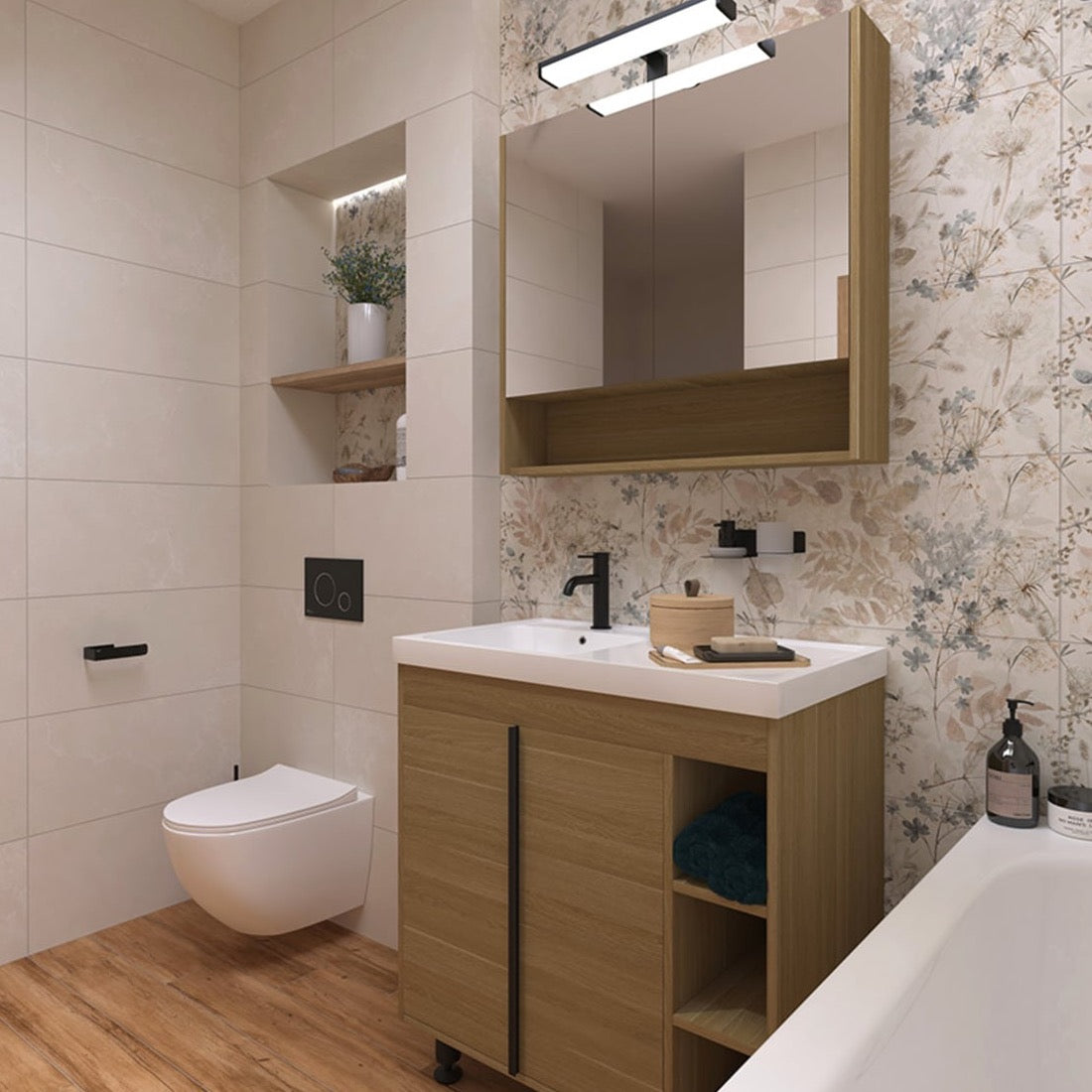 LUCCA80D Naturel Lucca 79 x 45 cm umivalnik z omarico