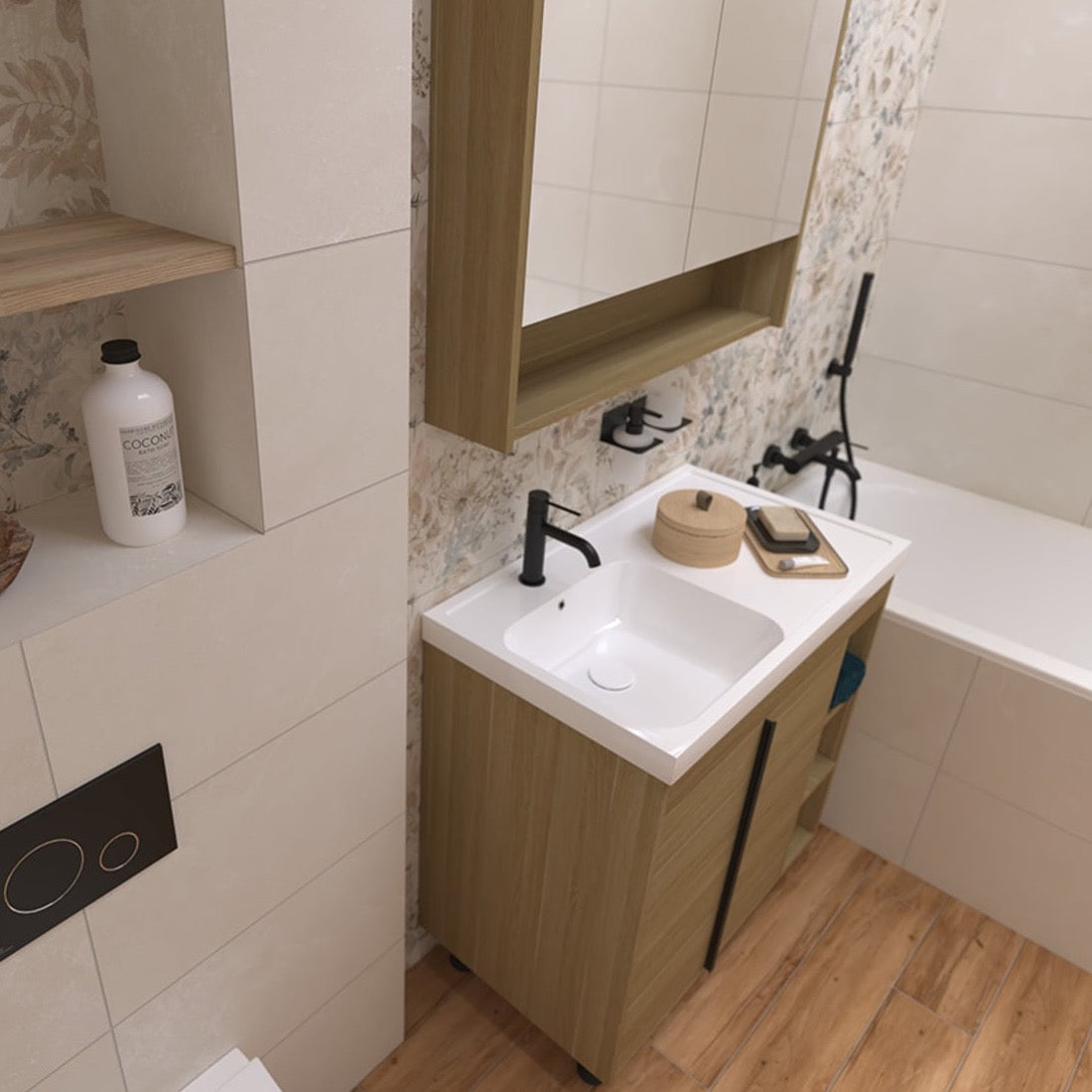 LUCCA80D Naturel Lucca 79 x 45 cm umivalnik z omarico