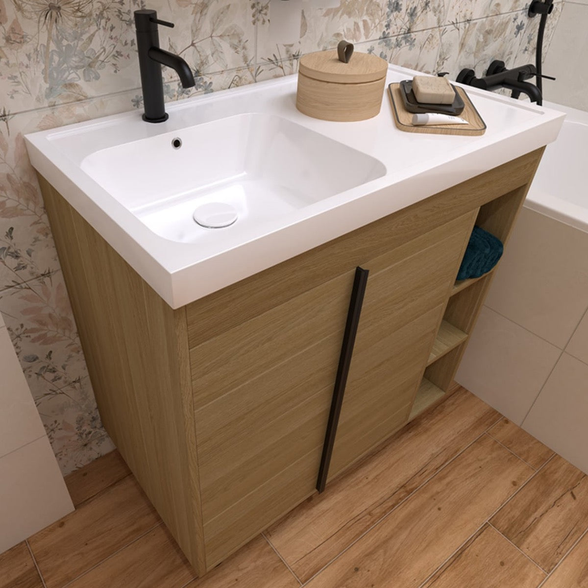 LUCCA60D Naturel Lucca 59 x 45 cm umivalnik z omarico