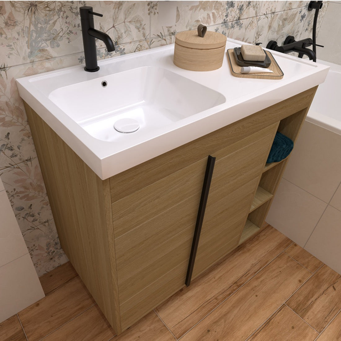 LUCCA80D Naturel Lucca 79 x 45 cm umivalnik z omarico