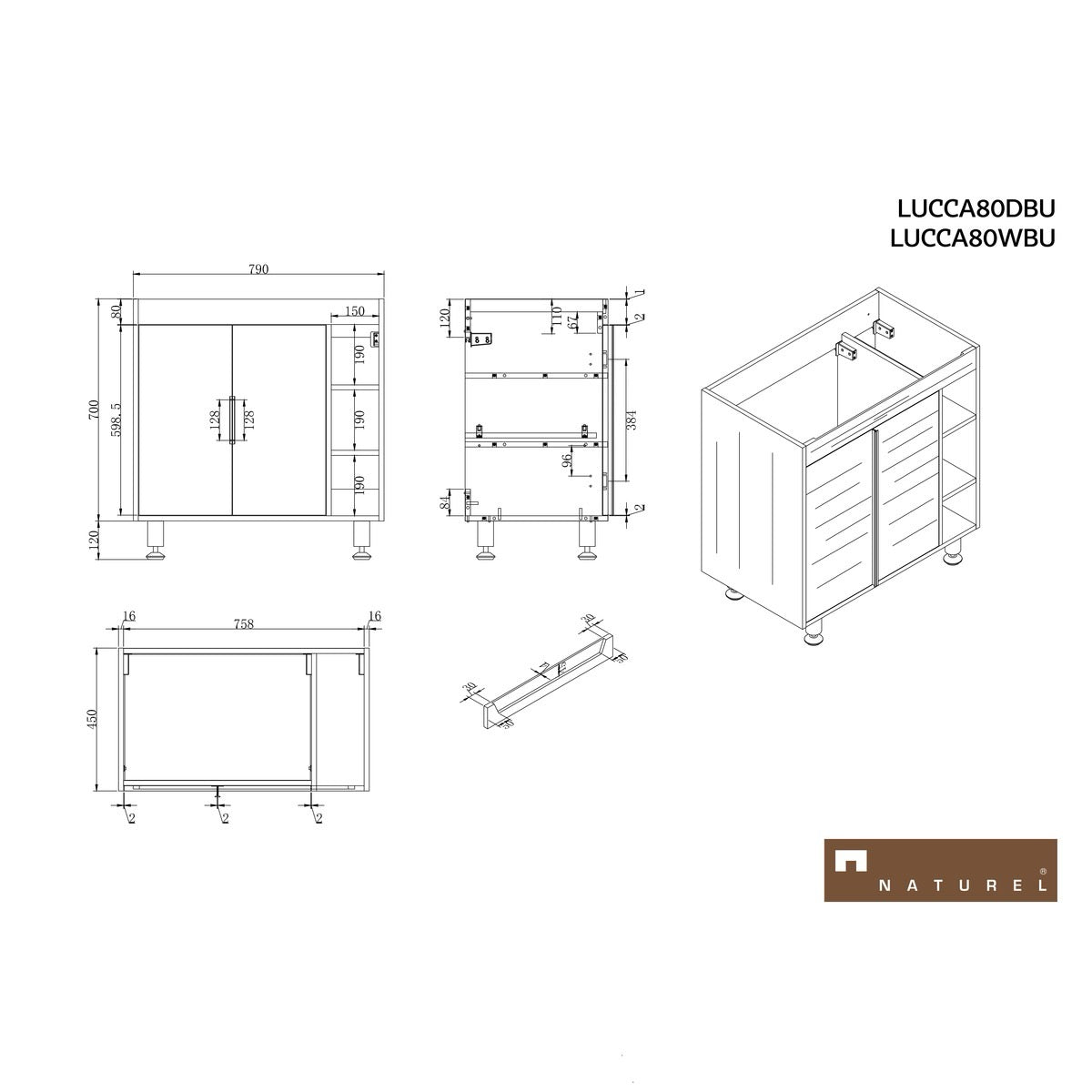 LUCCA80D Naturel Lucca 79 x 45 cm umivalnik z omarico