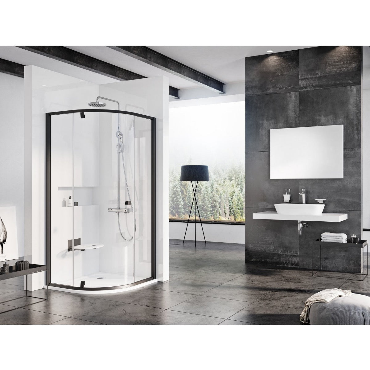 376AA300Z1 Ravak Pivot 100 x 100 polkrožna tuš kabina črna