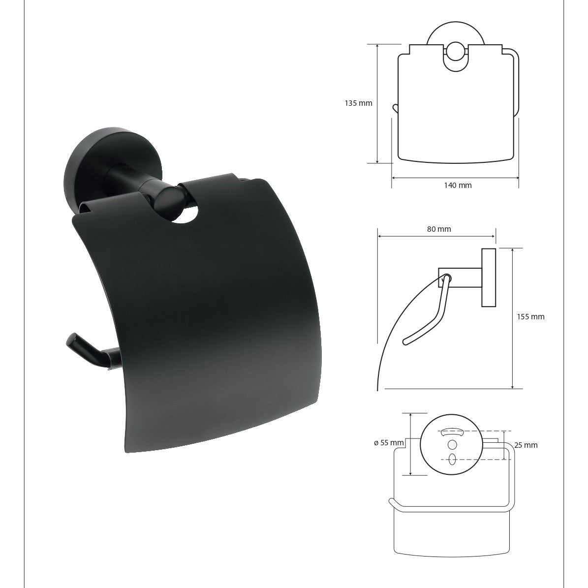 Kopalniški dodatki 104112010 Bemeta Dark držalo za toaletni papir | KOPALNICA-ONLINE.SI