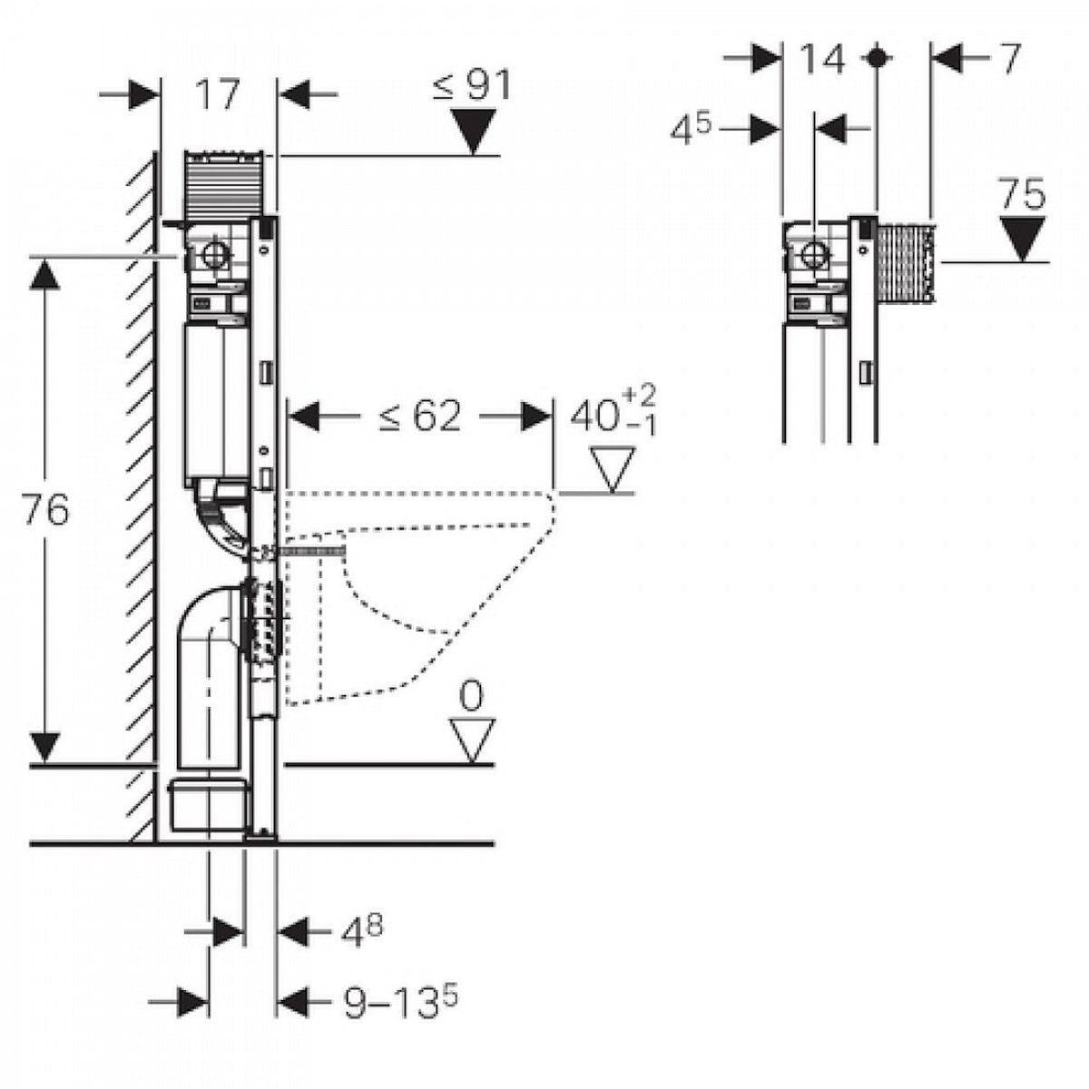 Podometni splakovalniki 111.003.00.1 Geberit Duofix Omega 82 cm podometni splakovalnik za WC školjko (111.011.00.1) | KOPALNICA-ONLINE.SI