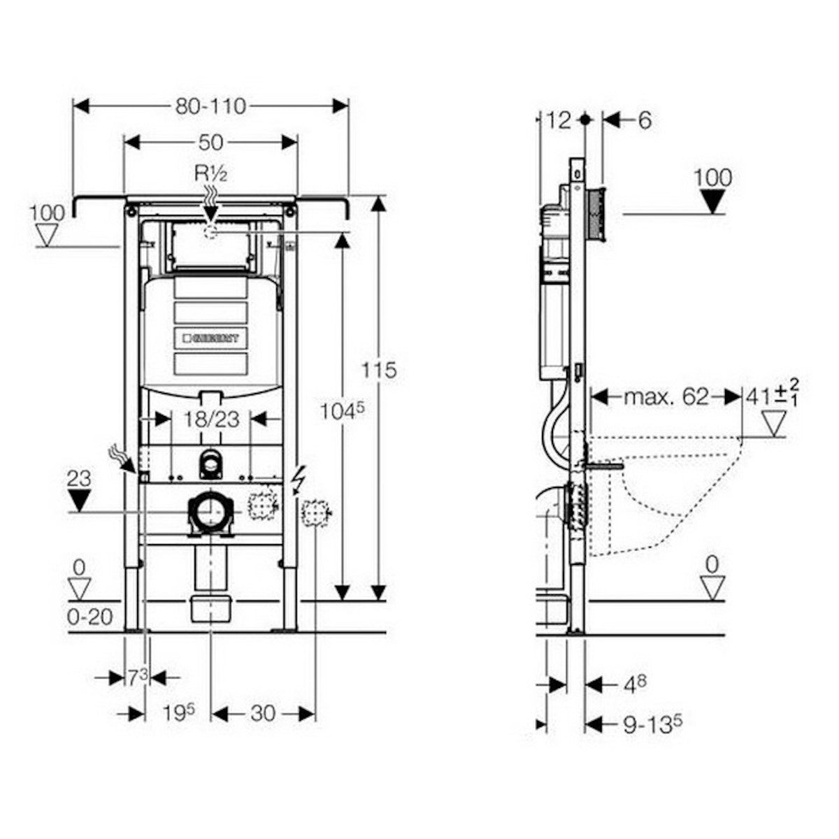 Podometni splakovalniki 111.355.00.5 GEBERIT Duofix Special podometni splakovalnik za WC školjko | KOPALNICA-ONLINE.SI